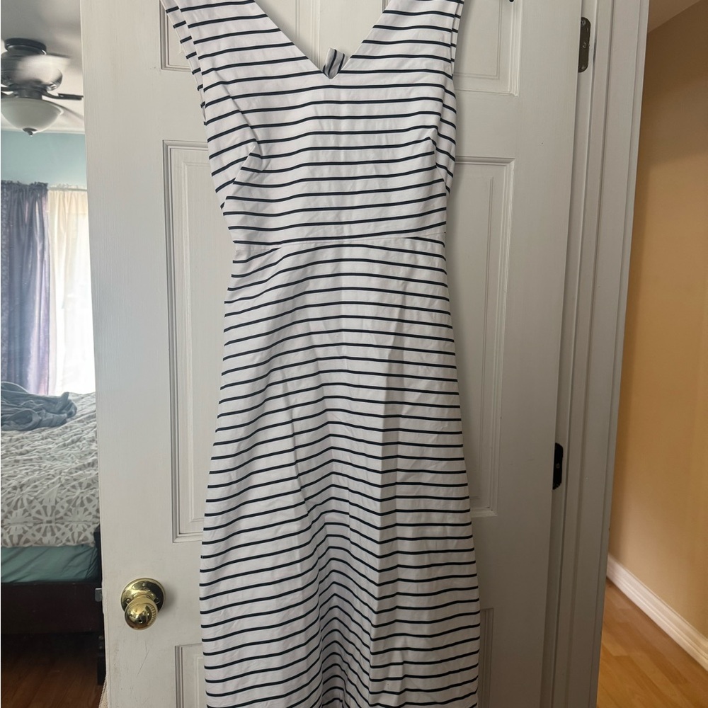 Kate Spade Navy and White Striped Midi Dress